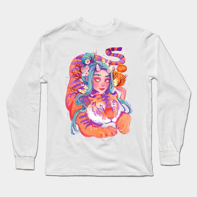 Oni tigress Long Sleeve T-Shirt by LavendarCat